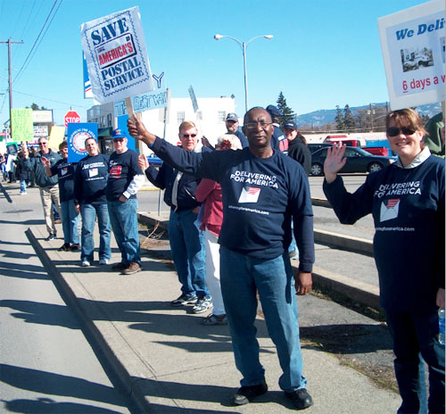 Nearly 70 turned out at Spokane Valley Post Office on March 24 to call on the USPS to Save 6-Day Delivery.