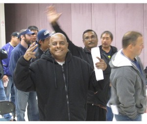 Belshaw workers celebrate the contract ratification vote on Wednesday, Oct. 2.